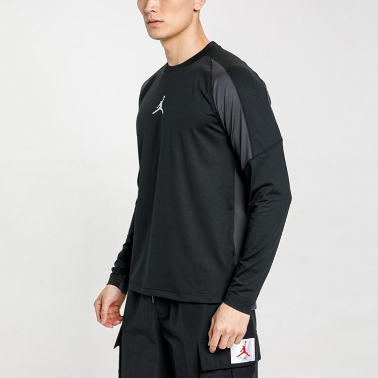 Air Jordan Dri-FIT Colorblock Quick-Dry Crew Neck Long Sleeve T-Shirt Men Tops Black CV2352-010