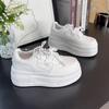 Muffin platform white shoes women's 2025 new fashionable versatile small height increase breathable casual sports shoes