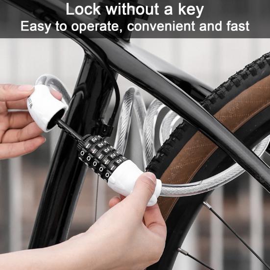Bicycle Password Cable Lock 5-Digit Keyless Security Waterproof Universal PVC Coated Anti-Theft Bicycle Lock