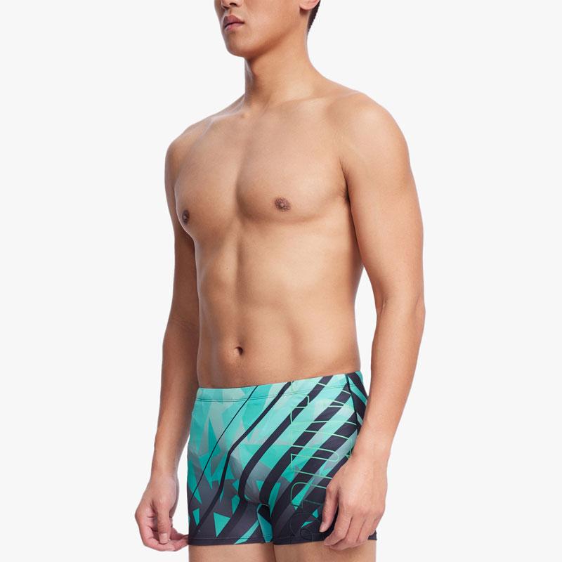 Anta Pattern Printed Straight Leg Swim Trunks Men swimwear Green Black 1823531454-1