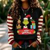 Women's Long Sleeve Neck Pullover Sweatshirt with Christmas Holiday Print for Casual Daily Wear