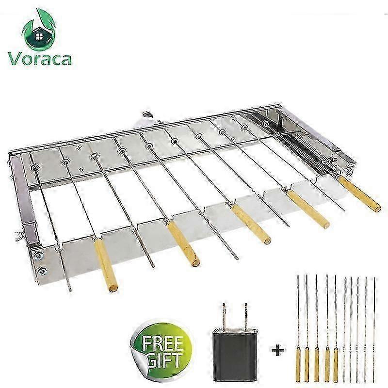 Automatic Flipping Barbecue Outdoor Grills with 10 BBQ Stickers Stainless Steel Adjustable Width BBQ Shelf 10 Holes Skewers Rolling Tools 2025