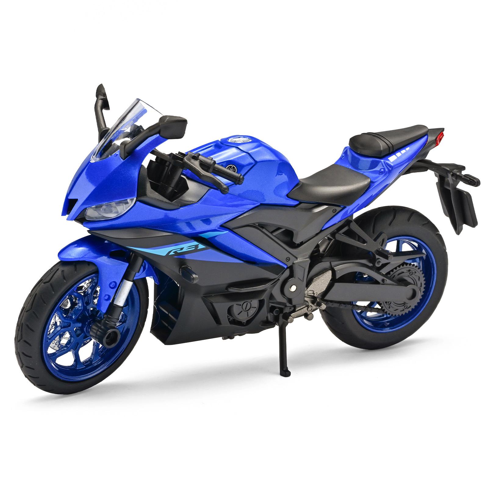 

1/12 Yamaha YZF-R3 R3 Модель Спортивного Вуличного Мотоцикла зі Сплаву Металева Лита Іграшка Модель Мотоцикла для Гонки на Трасі Звук Світло Подарунок для Дітей синій