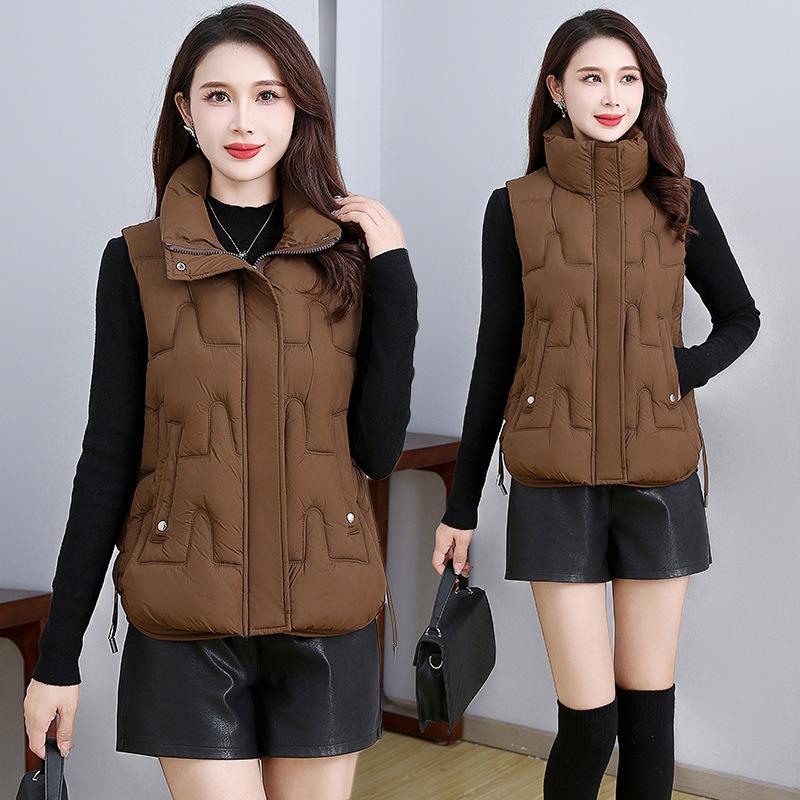 Winter New Short Thickened Vest Women Wear Versatile Stand-up Collar Vest Casual Warm Vest