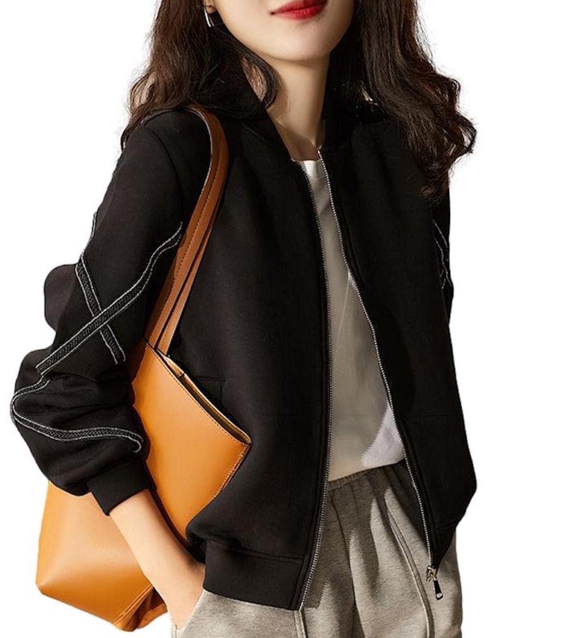 

Женский блузон на молнии J-Scott с рукавами-крест, короткий, оверсайз, без подкладки, черный, JS13-BK-2XL