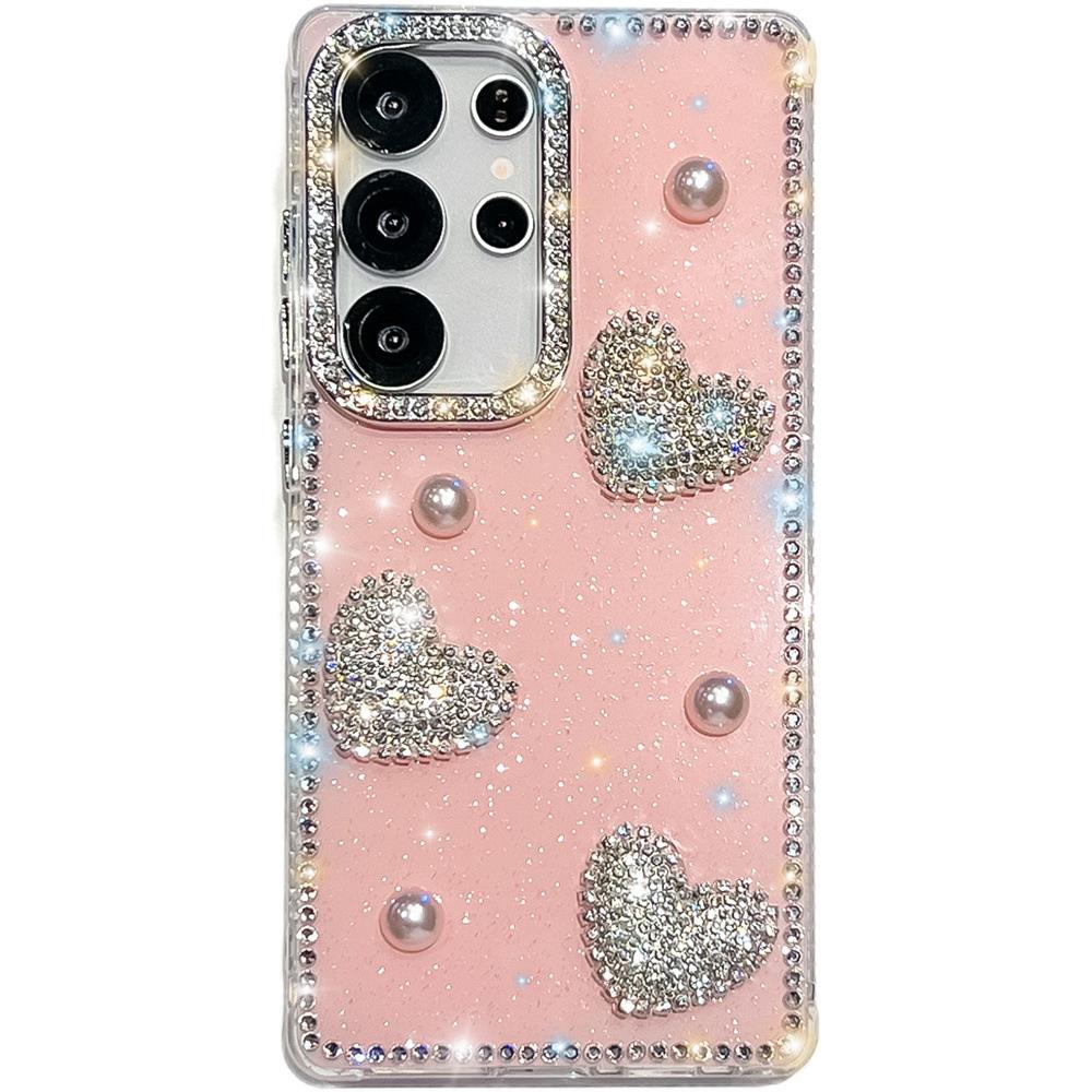 Point Diamond Rhinestone Marble Suitable for Apple iPhone17 Samsung S25 Mobile Phone Case S26U Handmade A17 Protective Case
