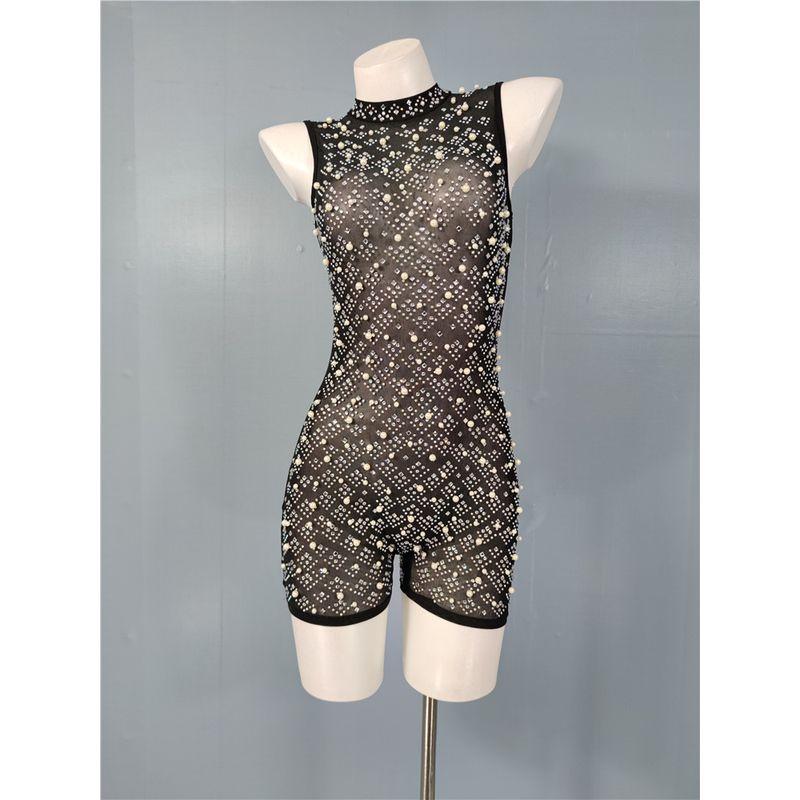 

Экспорт Одиночный F Дома Сексуальный Чистое Желание Жемчужный Перспектива Элегантность Красивый Без рукавов Эластичный Элегантный Женский Изысканный Комбинезон Black XL