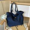Washed Retro Denim Bag for Women  Versatile  Large Capacity  Shoulder Bag with Cord  Lazy New Bag