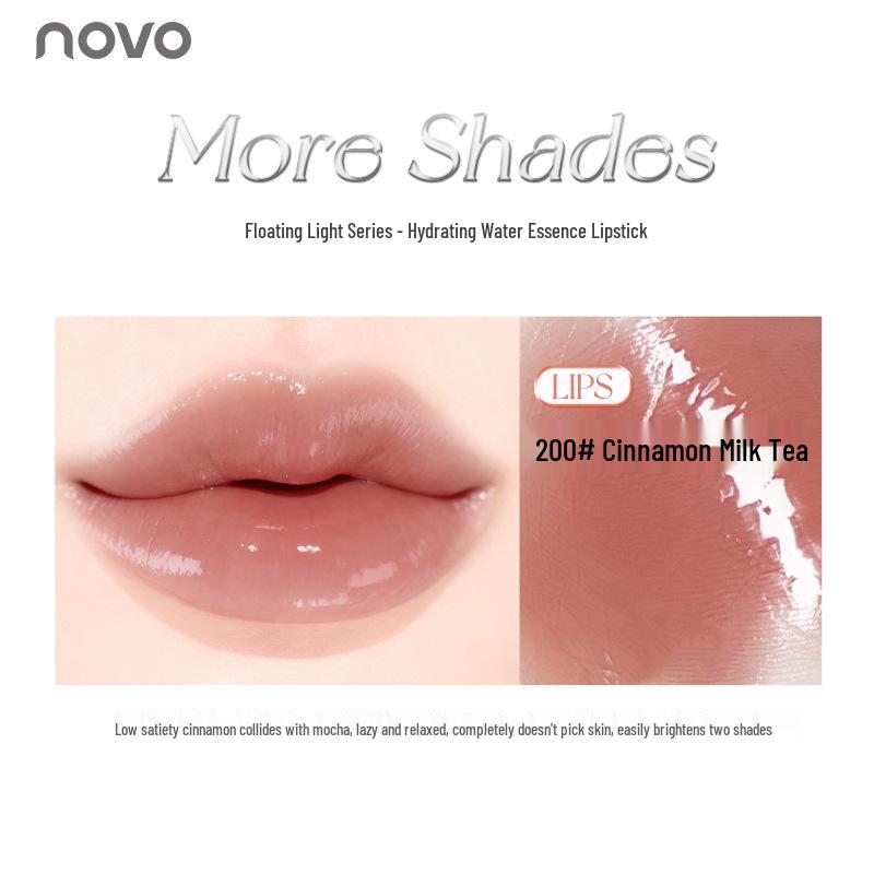 NOVO Moisturizing Honey Fluorescent Lipstick: Mirror Gloss, Stain-Resistant, Bare Face Whitening Effect.