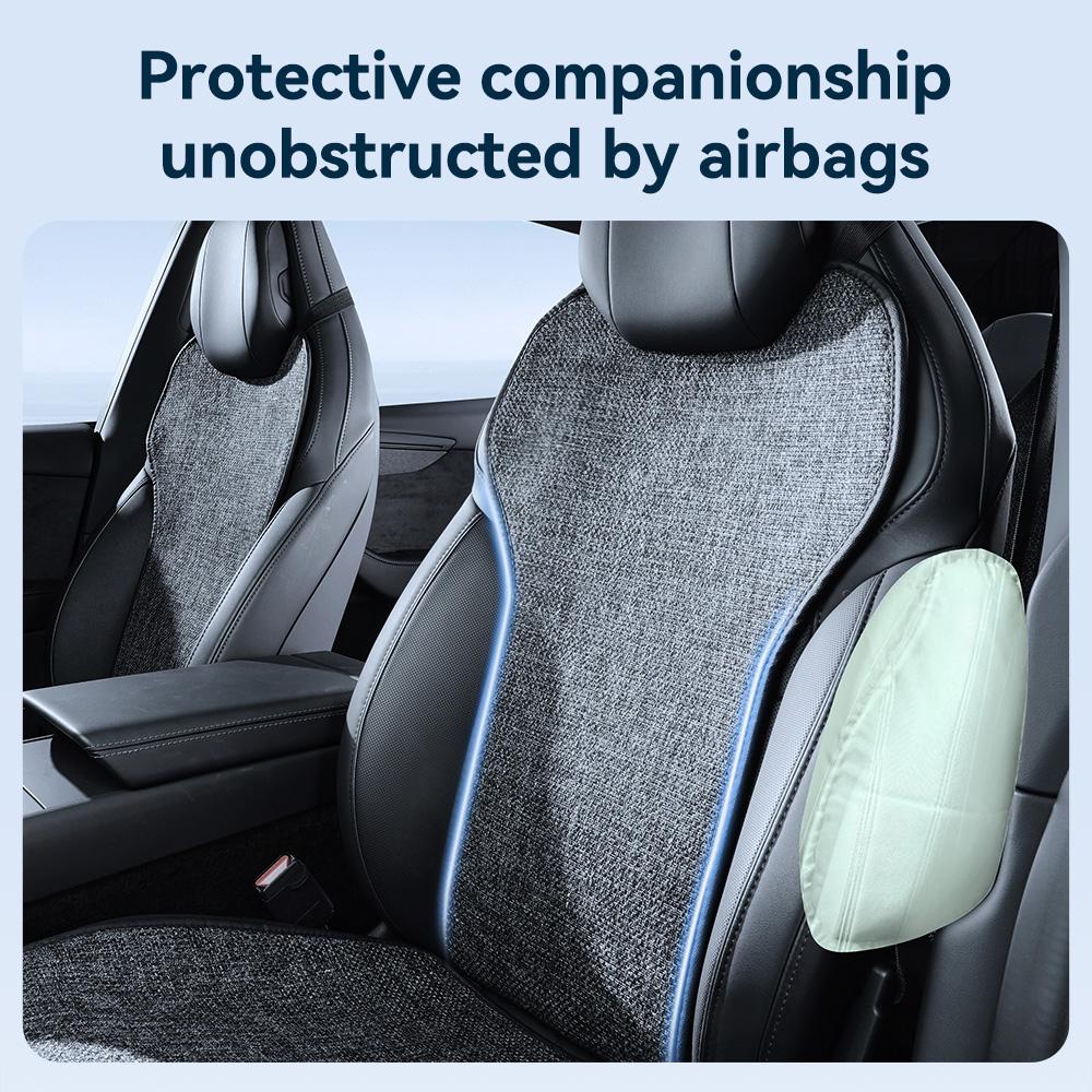 YZ For Tesla Model YL Linen Ice Silk Seat Cushion Backrest Pad Summer Cool Breathable Car Seat Protector Cover 2026 Accessories
