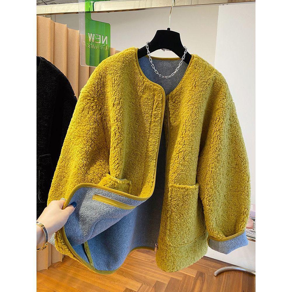 

Женское пальто из искусственной овчины большого размера - Осенне-зимний свободный, повседневный, утолщенный топ 4XL (230-300 lbs)