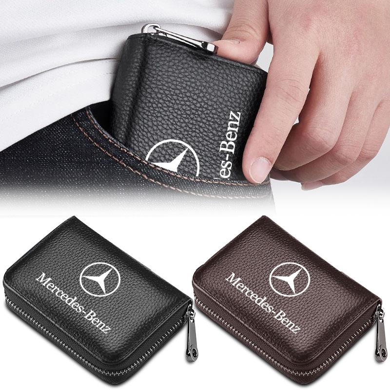 1Pcs Genuine Leather Car Driver's License, ID Card, Bank Card Wallet For Mercedes-Benz C500 C200 C300 A B C E GLA CLA GLK GL ML GLE V177 W247 W176