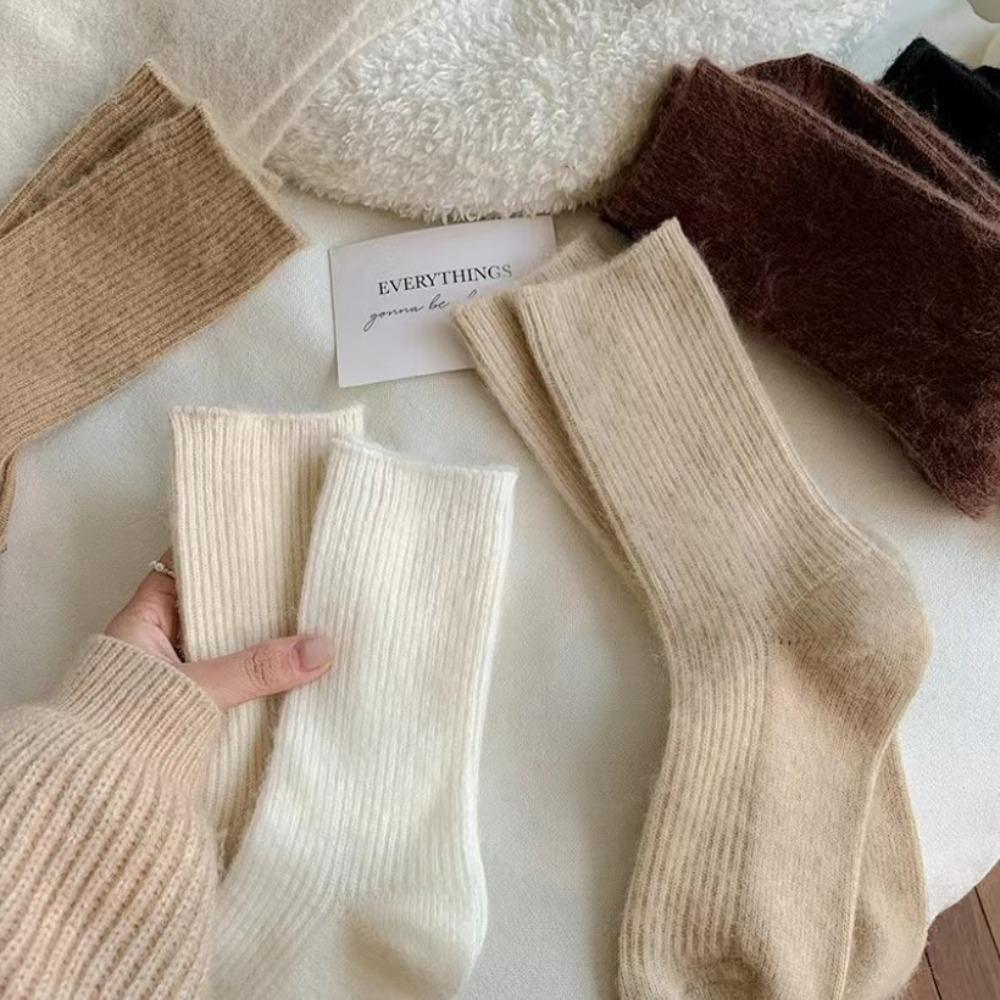 Thick Fuzzy Wool Socks Cashmere Long Socks Fashion Winter Warm Velvet Socks  For Women