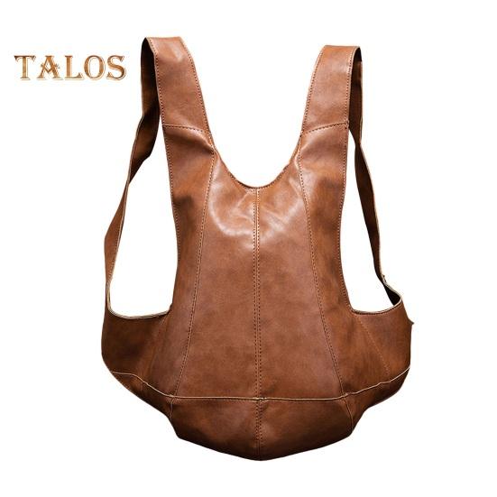 

Рюкзак из искусственной кожи, водонепроницаемый, ретро, однотонный, с широкими плечевыми ремнями, в форме жилета, большой емкости, уменьшающий нагрузку, сумка для школы, работы, путешествий коричневый