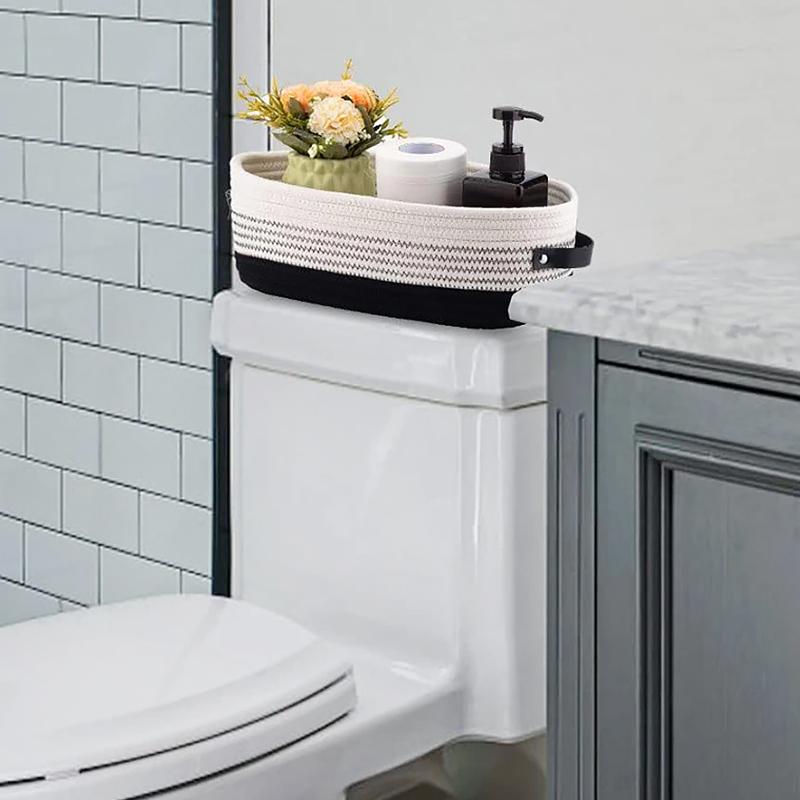 Cestas de armazenamento de tecido, corda de algodão dobrável, decoração para casa, cosméticos, diversos, organizador com alça de couro, organizador de mesa