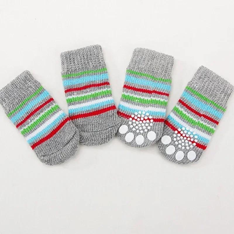 4pcs/set Puppy Socks Cute Pattern Foot Covers For Kitten Warm Anti Slip Shoes Paw Protector Christmas Gift for Cat Dogs