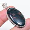 Natural Bloodstone Gemstone 925 Sterling Silver Jewelry Pendant 2.05" y1O38