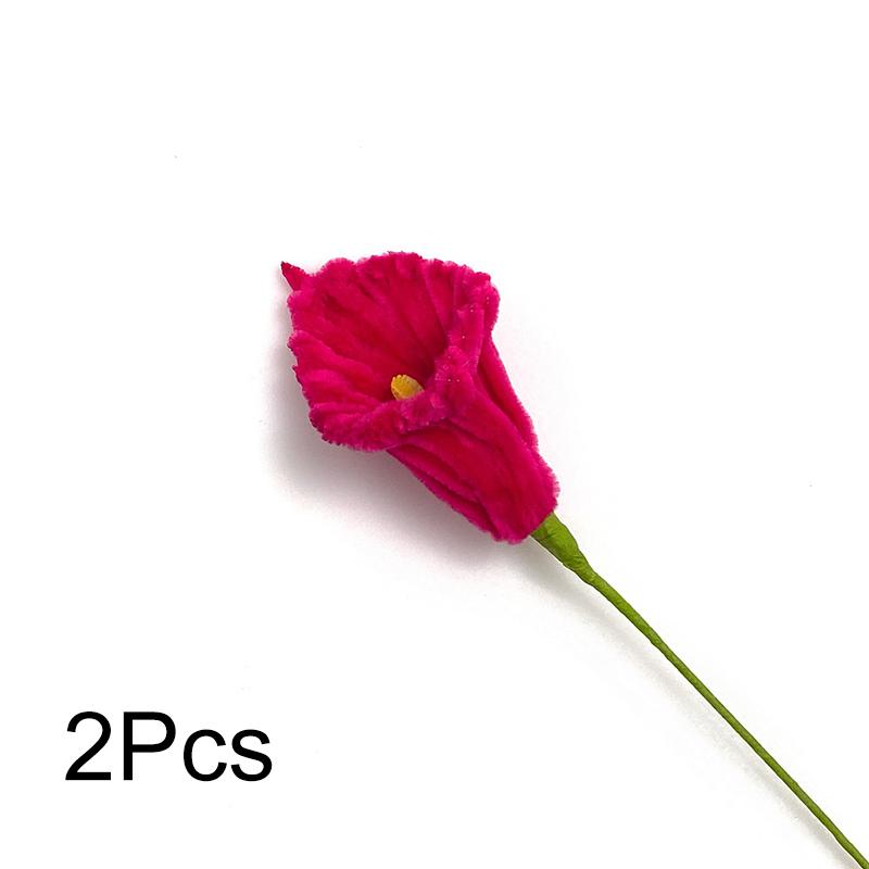 

2Pcs Calla Lily Bouquet Home Decor Fake Flowers Finished Pipe Cleaner Craft Handmade Artificial Chenille Stems