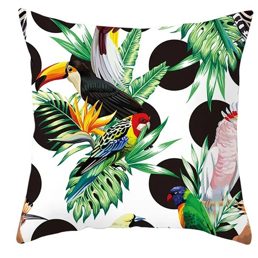 Home Decor Tropical Toucans & Floral Patterned Pillow Covers Pattern Cushion Cover Suitable for Sofa Bedroom Car Pillow Cover