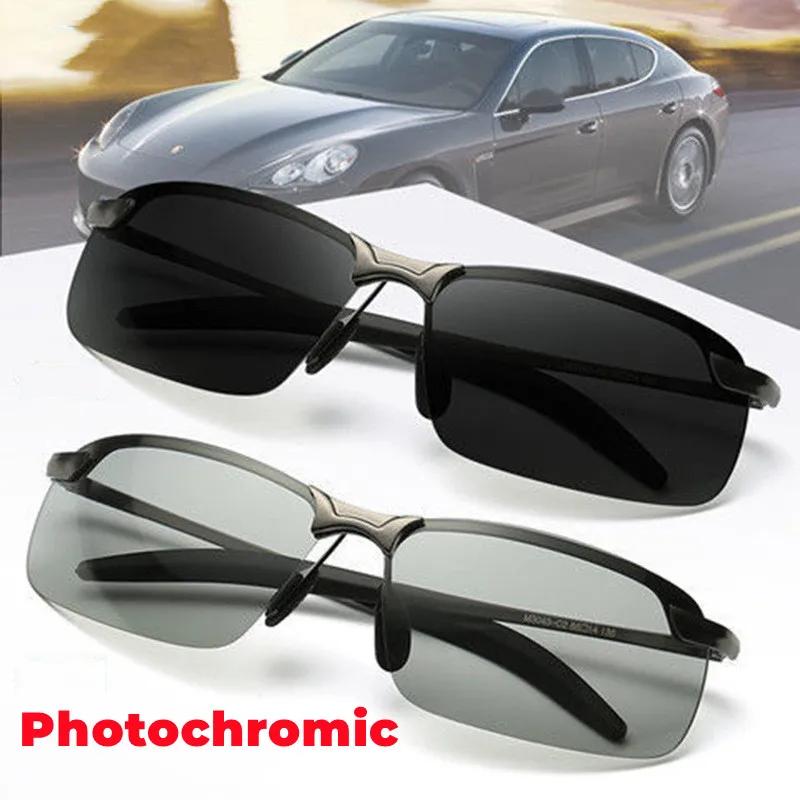 Retro Metal Frame Photochromic Sports Sunglasses Polarized Driving Running Goggles Sunglasses Anti-Glare Sports Glasses