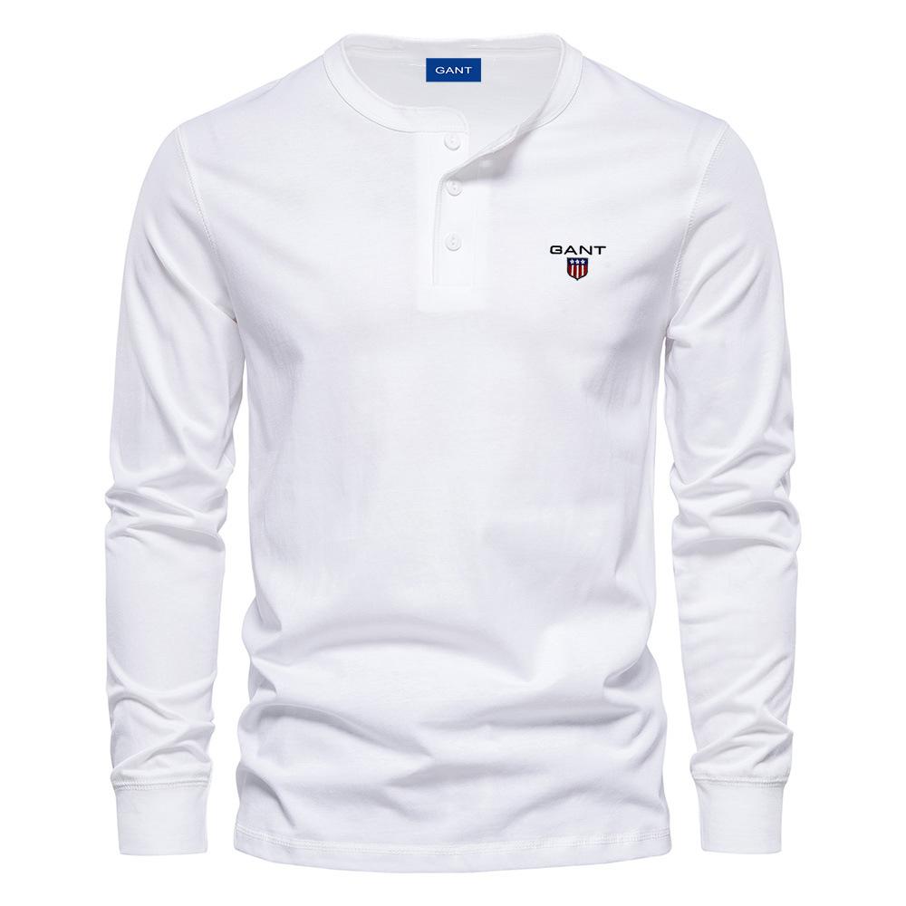 Gant Høst Ny Brodert Herre Casual Europeisk Rund Hals Langermet T-skjorte Herre Slim Fit Sports Basis Skjorte Topp