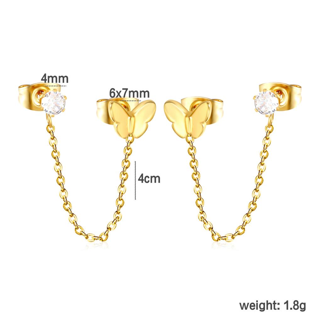 Personalized Long Heart Drip Oil Screw Ear Bone Studs Double Ear Piercing Earrings for Women