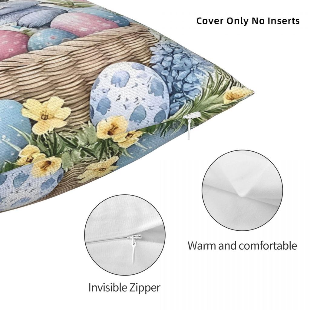 Happy Easter Square Pillow Cases Eggs Bunny Cushion Covers Awesome Decorative Pillowcase for Sofa 40*40cm