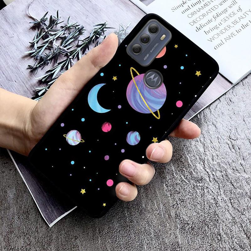 Moon Stars Space Astronaut Phone Case for Motorola Moto G22 G60 G52 G9 G7 Plus G8 Power G100 G Stylus G30 G10 GPure