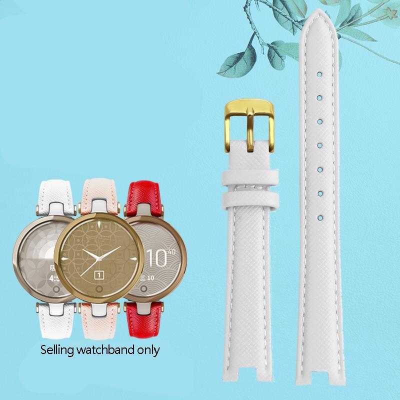 New Genuine Leather Watch Band For Garmin Lily Smart Sports Watchband Women Fashion Soft Breathable Strap Bracelet White 14*6mm
