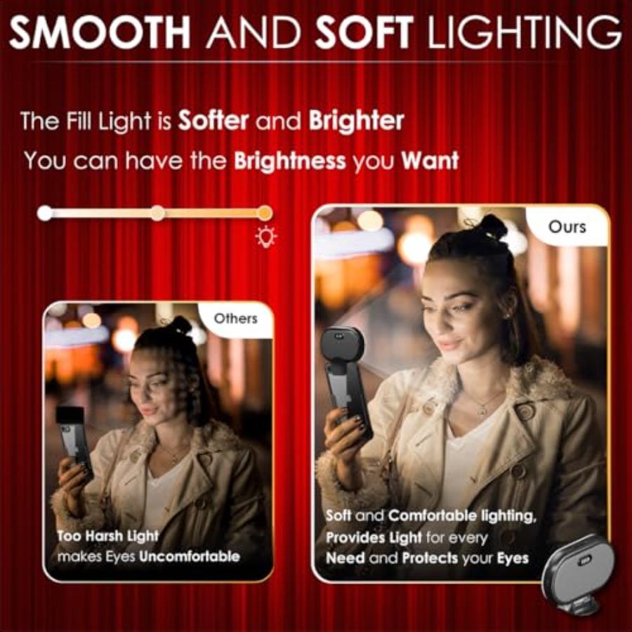 

Портативный свет для селфи, перезаряжаемый 2000 мАч, 2700-6500K, свет для телефона с силиконовым зажимом Type-C, 3 режима цвета для телефонов, камер, ноутбуков United States