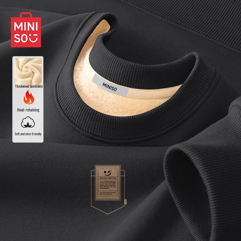 MINISO Men s Plush Lamb Fleece Crewneck Sweatshirt XL