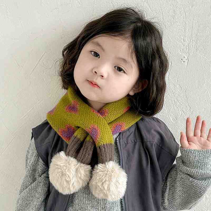 Children'S Warm Cross Scarf, Knitted Thickened Cold-Proof Neck Scarf, Men'S And Women'S Foreign Scarf
