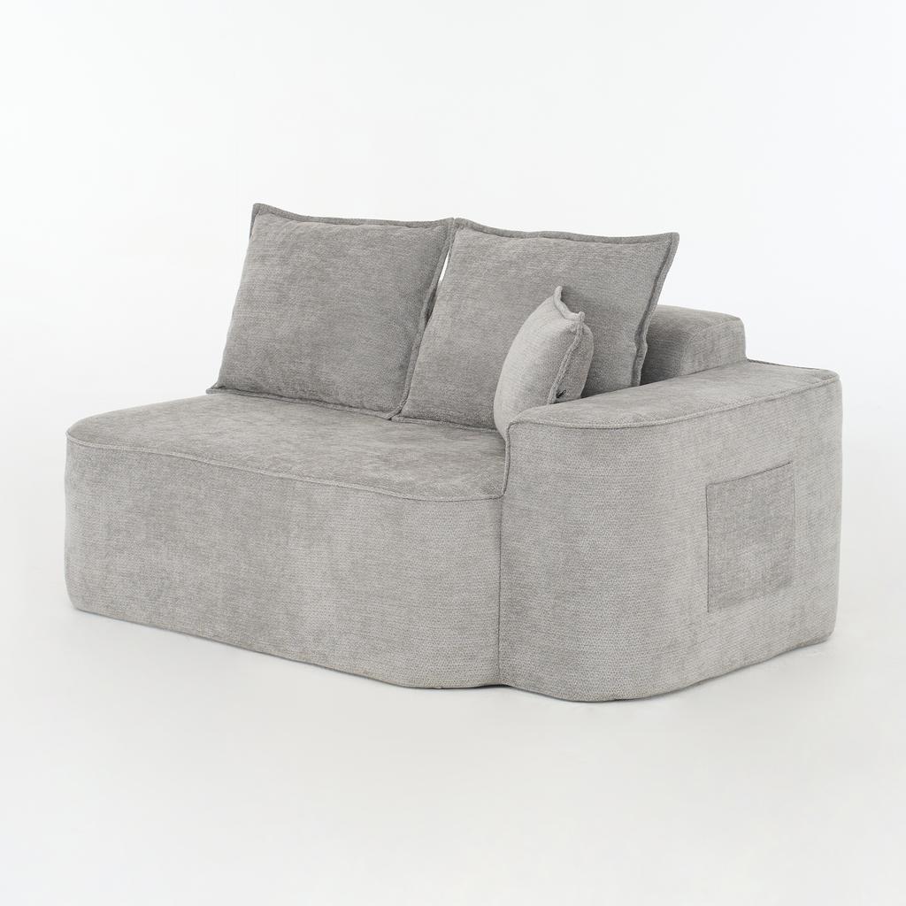 Comfortable 2-Person Sofa without Assembly, Soft Sofa with Cushions & Side Pockets, with Side Pockets, Grey