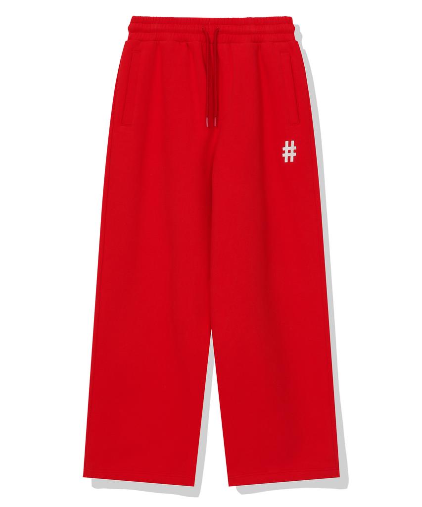 BEENTRILL Essential Hashtag Logo Brushed Sweatpants (Red)