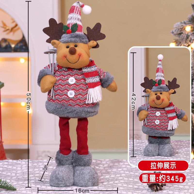 

New Christmas Vintage Plaid Retractable Doll Ornament Santa Claus Snowman Elk Legs Doll Ornament See the picture and mark the size