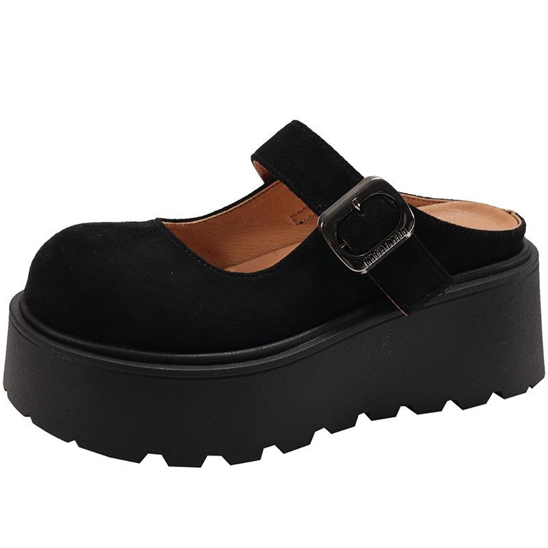 Fashion and lightweight one-pedal heightened thick-soled bag head slippers for women's summer wear 2025 new Mary Jane half slippers