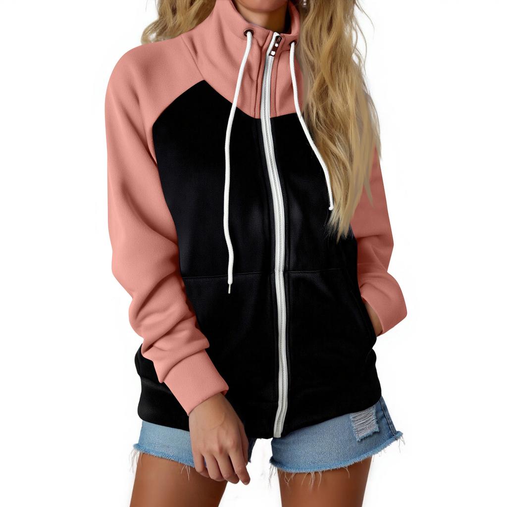 Women's Casual Loose Color Fleece Sweatshirt Top Jacket