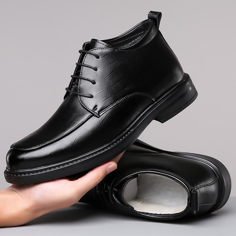 Winter high-top shoes velvet men s shoes winter warm men s cotton shoes men s platform  casual shoes cotton leather shoes 38 чёрный