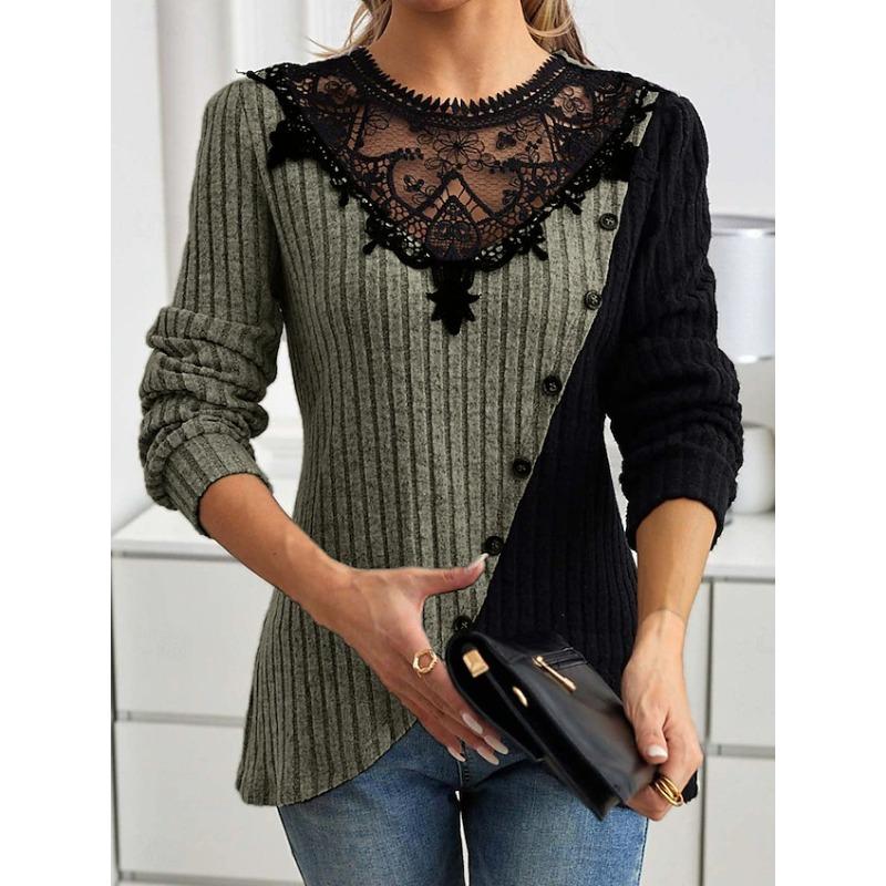 

JPNTKY Women s Fashion Casual Autumn Winter Long Sleeve O Neck Blouses & Shirts XXXXXL армія зелений колір