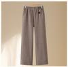 Mom’s Fleece-Lined Wool Pants - Warm, Thickened Flannel for Elderly, Straight-Leg Style, Perfect for Autumn & Winter