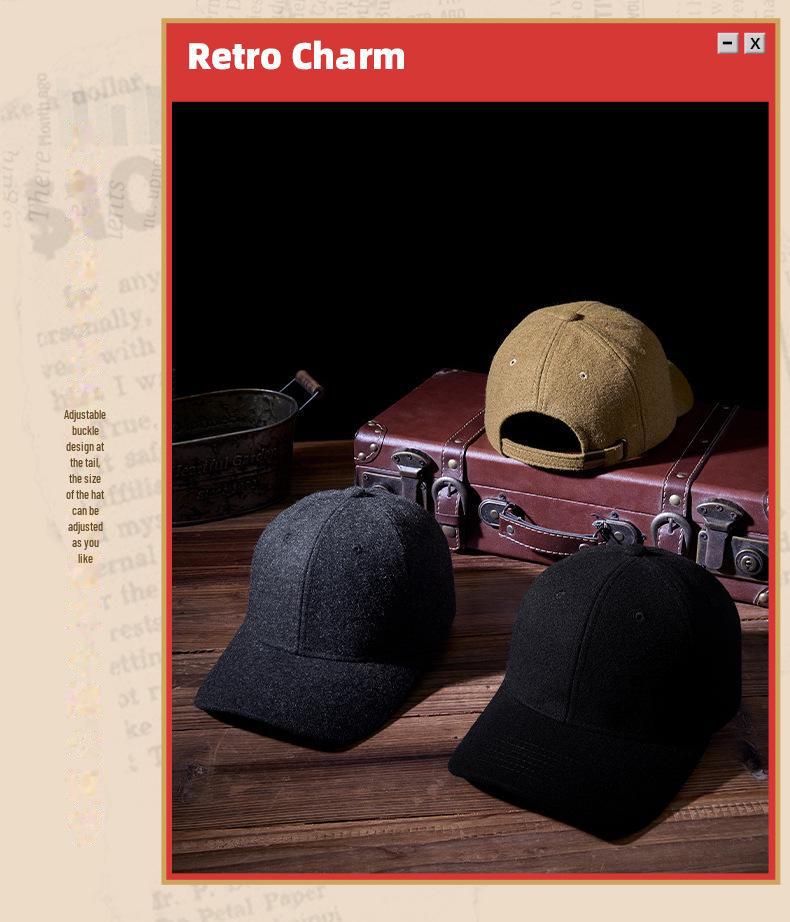 Men's Wool Baseball Cap: Warm, Comfortable, Casual for Spring/Autumn; Ideal for Middle-Aged & Elderly, Large Head Circumference.