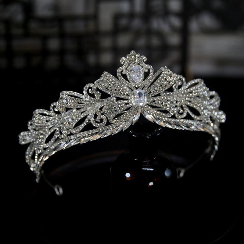 Europäischer Stil Neue Luxus Schleife Braut Hochzeitskrone Kopfschmuck Krone Tiara Haarschmuck