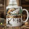 Hooked on Fishing Ceramic Mug 2D Flat Printing Tea Coffee Cup Funny Gifts for Men Dad Husband Fishing Sailing Lovers