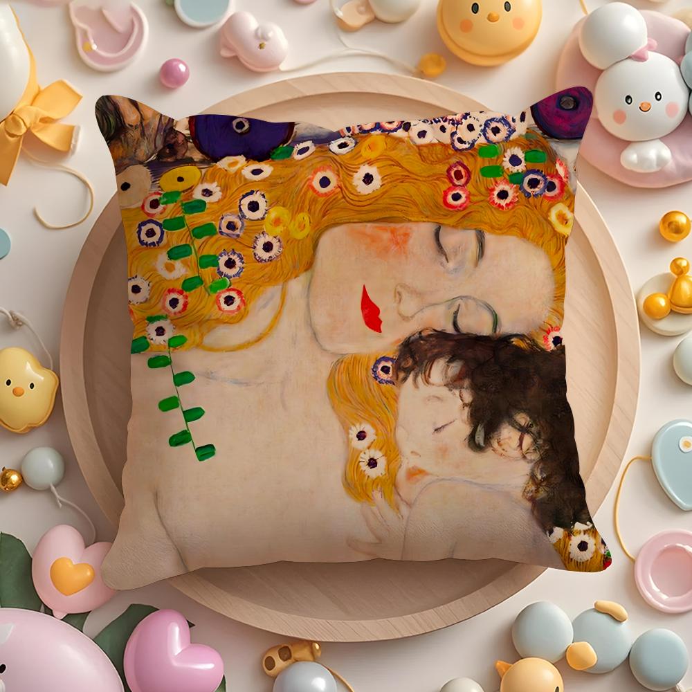 Gustav Klimt Obraz Olejny Poszewka na Poduszkę Krótki Plusz Dwustronny Nadruk Domowy Można Prać w Pralki w Ciepłą Zimę Poszewka na Poduszkę