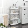SONGMICS 4-Tier Storage Trolley, Rolling Cart with Wheels, Space-Saving Kitchen Trolley in Office Bathroom, 40 x 22 x 86 cm, White