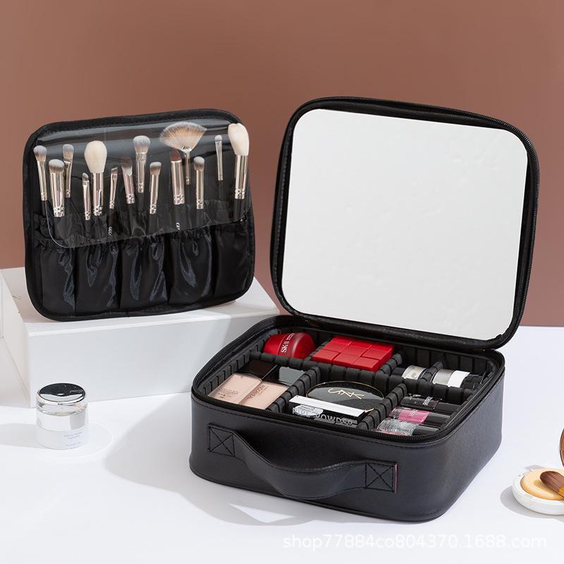 Waterdichte Draagbare Reis Make-up Tas - Grote Capaciteit met Spiegel