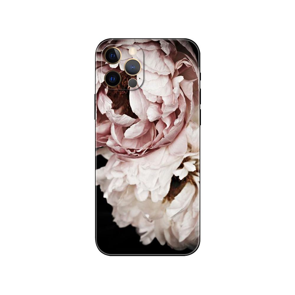 Peonies Beautiful Flower Phone Case for Iphone 5 5s 2020se 6 6s 7 8 Plus X 10 XR XS 11 12 13 Mini Pro MAX Black Tpu Back Cover