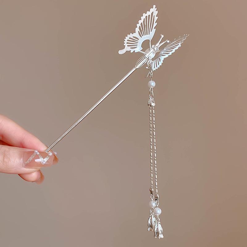 Four Seasons Chinese Tassel Hairpin: Ancient Style Hanfu with Fresh Pearl and Jiangnan Classical Cheongsam Hair Accessory