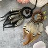Handmade Woven Dreamcatchers Car Window Wall Hanging Feathered Tassels Natural Stone Bells Ornament for Bedroom Decors