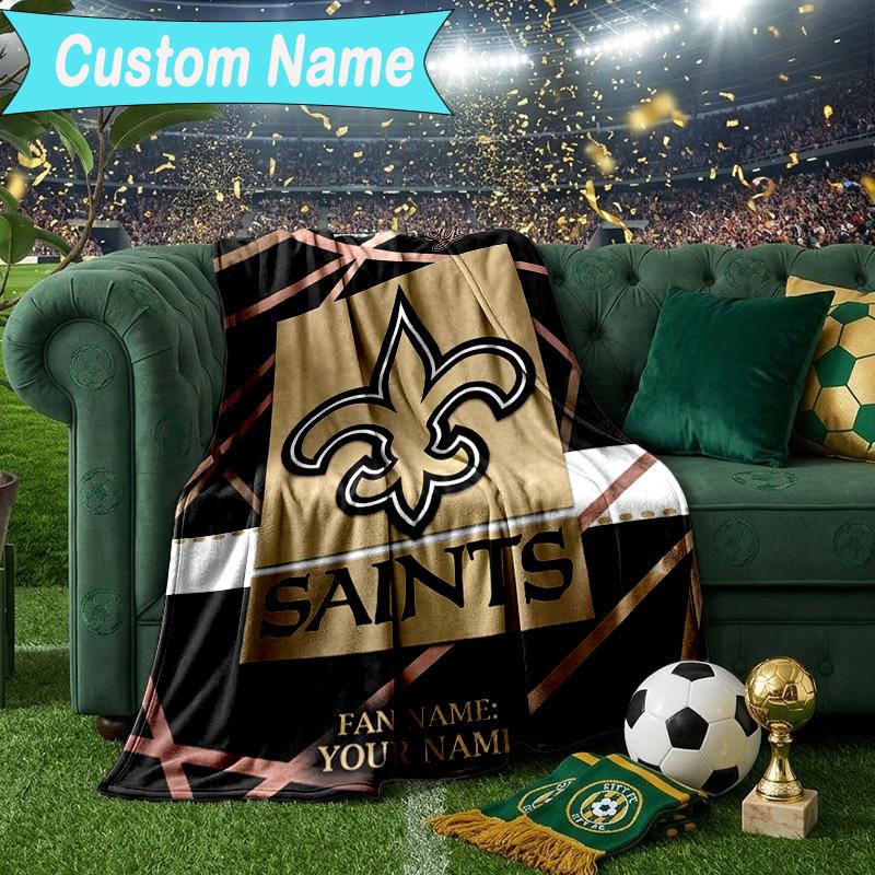 Custom Name Blanket Orleans Saints Logo Blanket Bedding Blanket for Travel, Camping, Living Rooms, Offices, Sofas, Fan Christmas gift